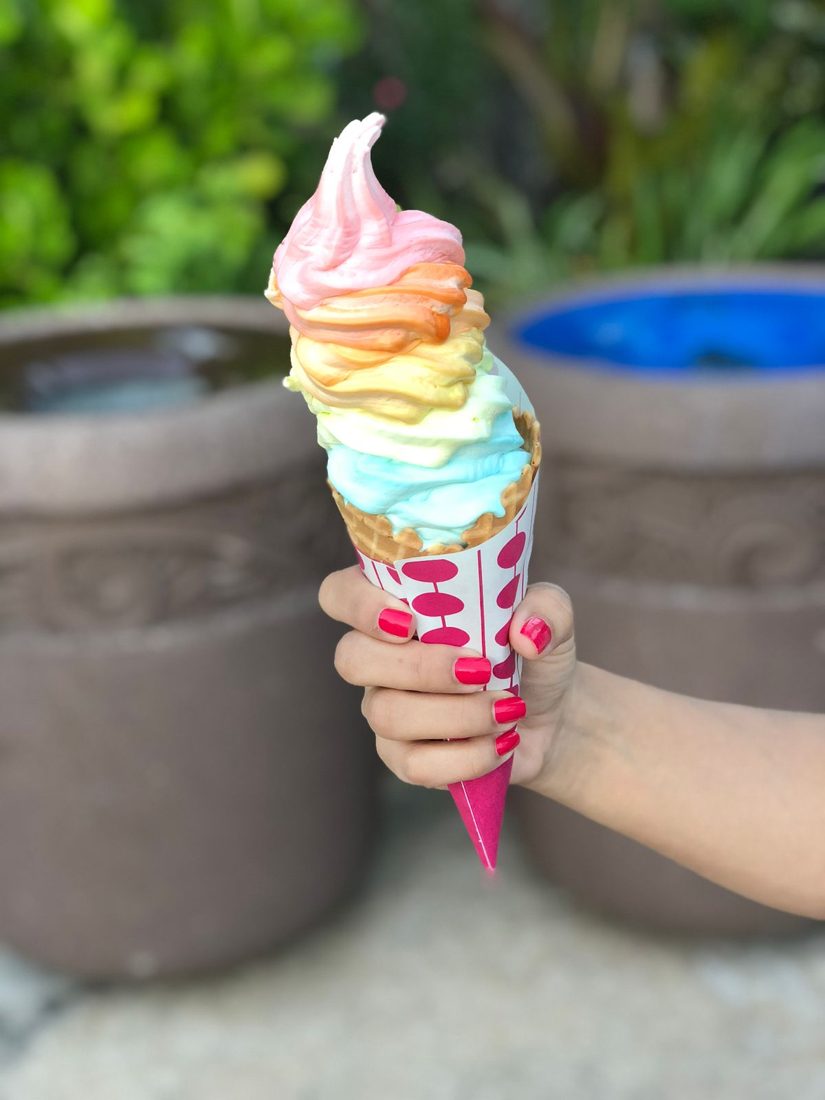 Rainbow soft serve cone (sample photo)
